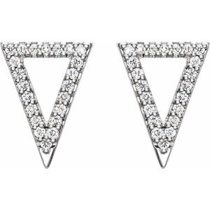 14k White Gold 1/5 Ctw Diamond Triangle Earrings, 8.5 x 12mm